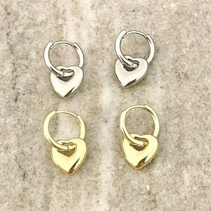 925 Sterling Silver Dainty Heart Huggie Earrings Small Hoop Earrings